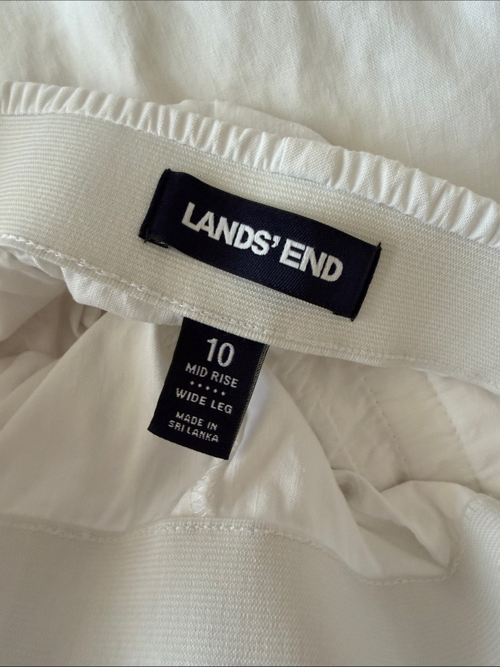 Lands' End Linen Wide-Leg Mid-Rise White Pants with pockets size 10 - Picture 4 of 8